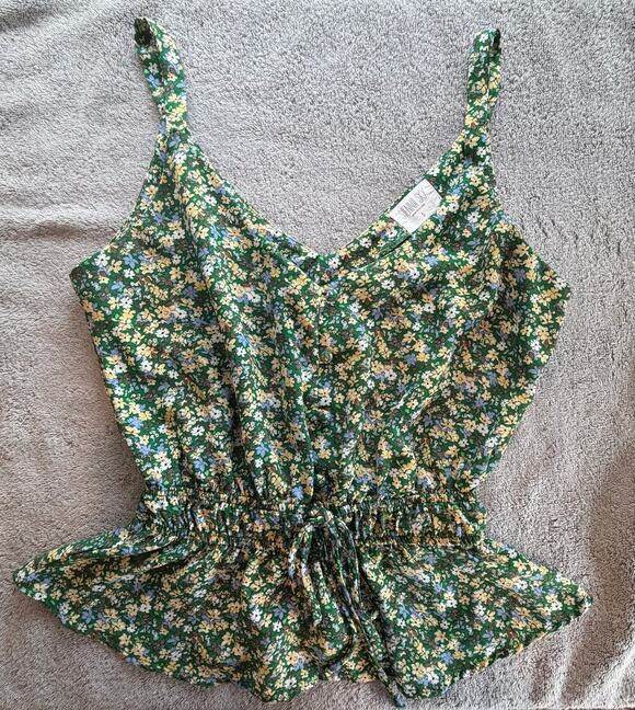 Sienna Sky Tops - Sienna Sky Green Floral Peplum Tank Top Cropped Spring Summer Night Out